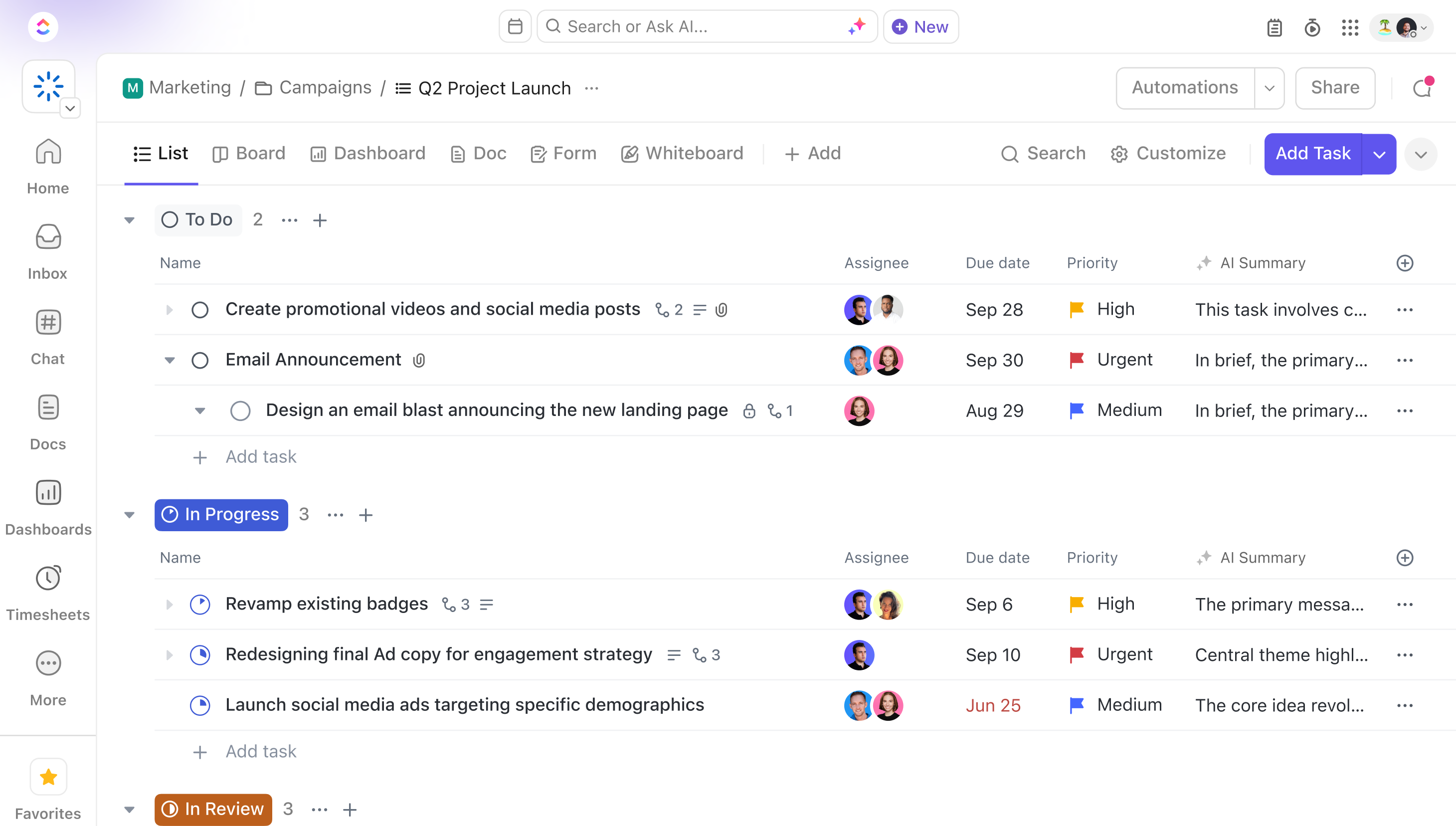 ClickUp Project Management Software for Consultants