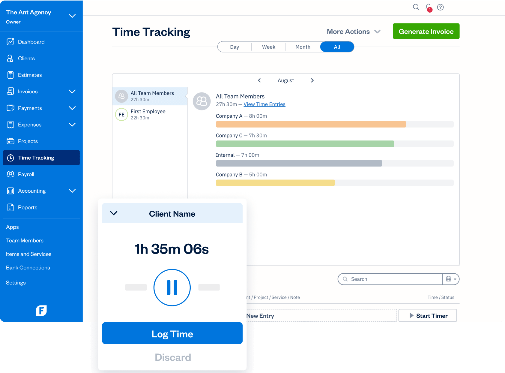 FreshBooks Agency Time Tracking Software