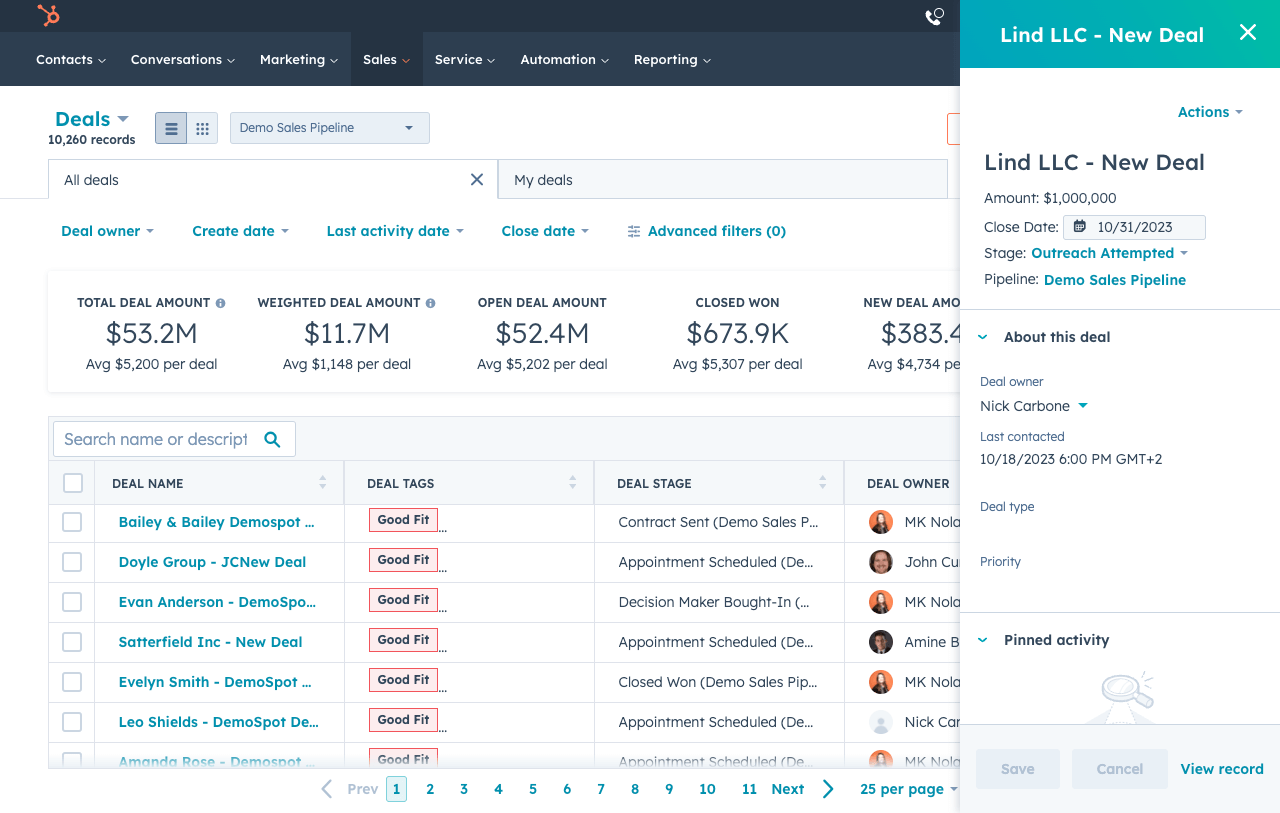 HubSpot Sales Management Software