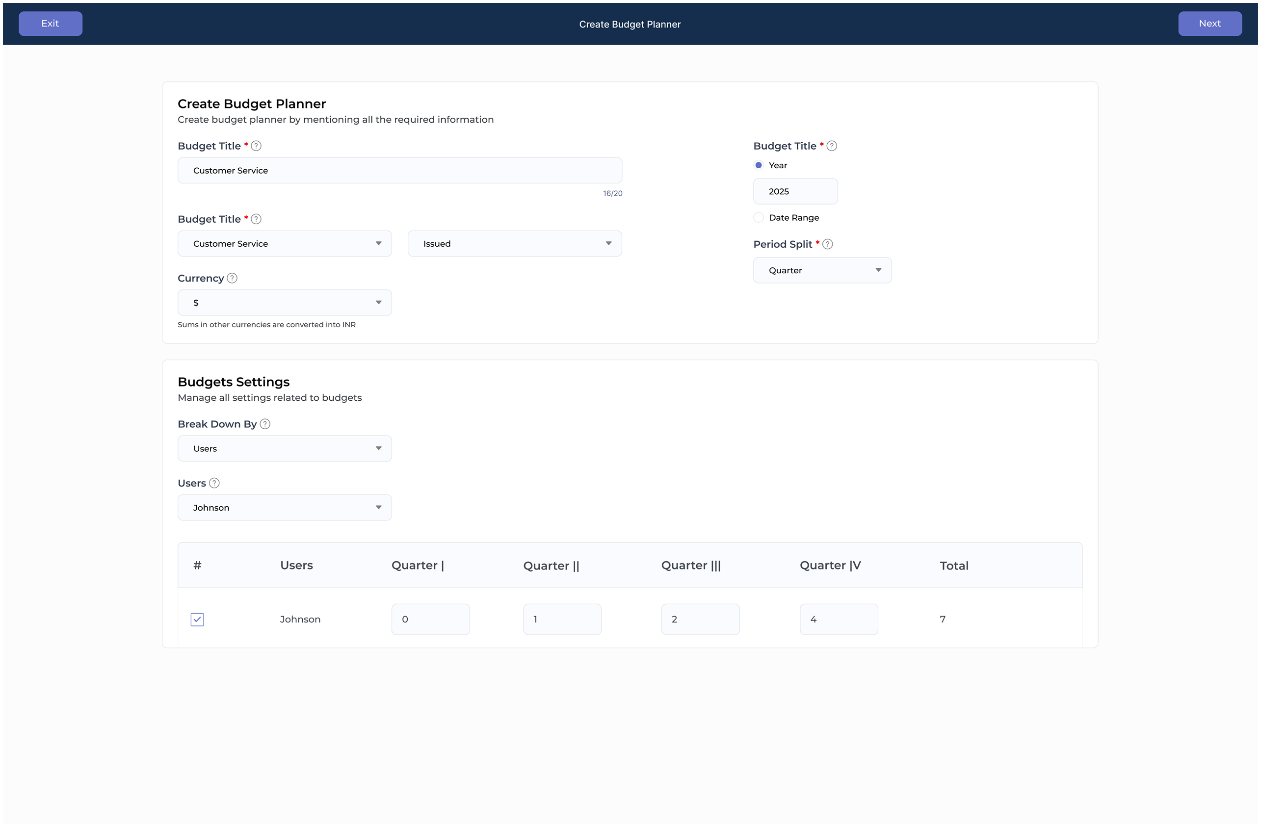 Kooper Project Budgeting