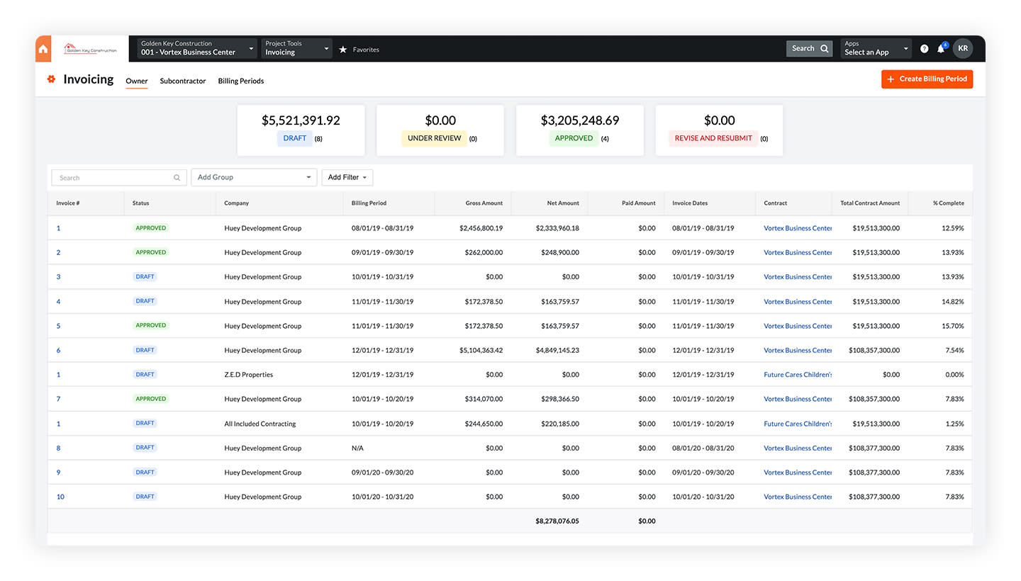 Procore Project Management Software with Invoicing