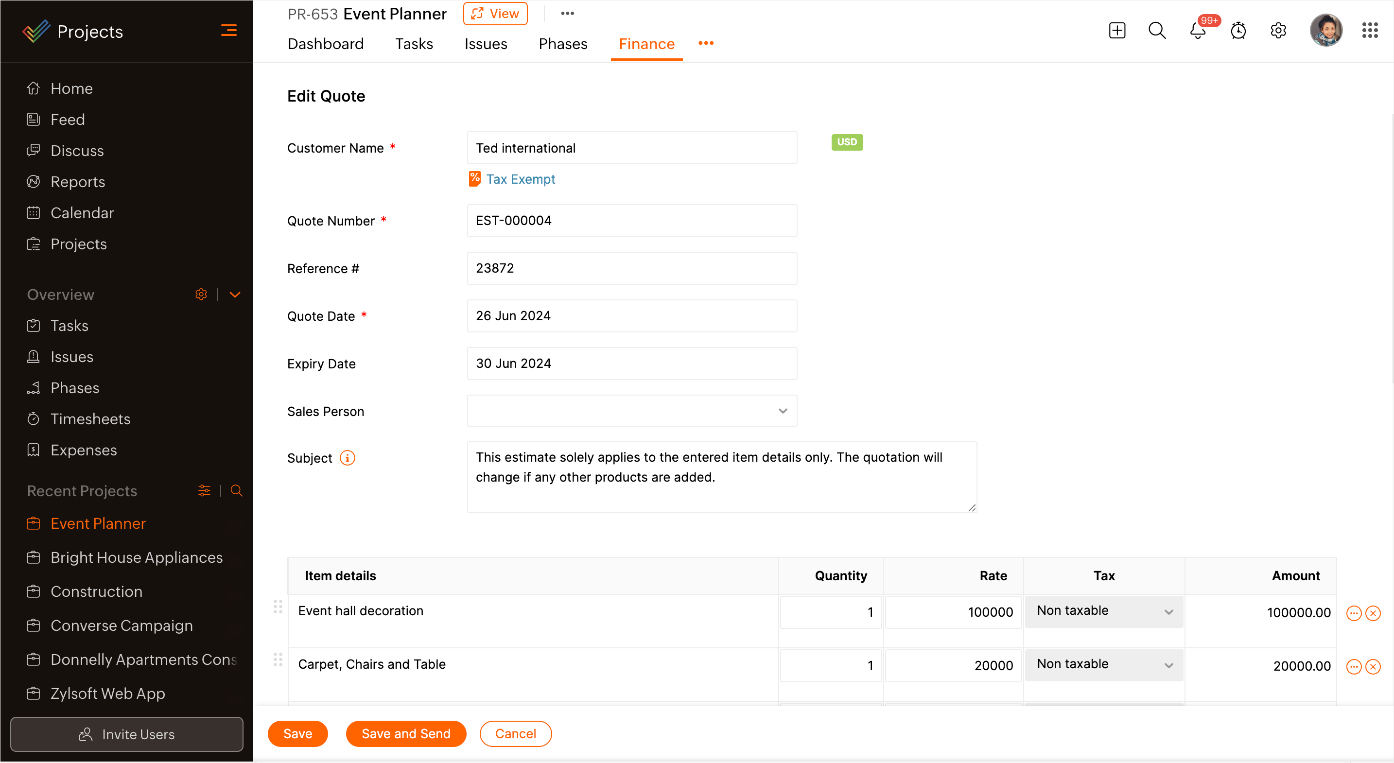 Zoho Projects project Management Software with Invoicing