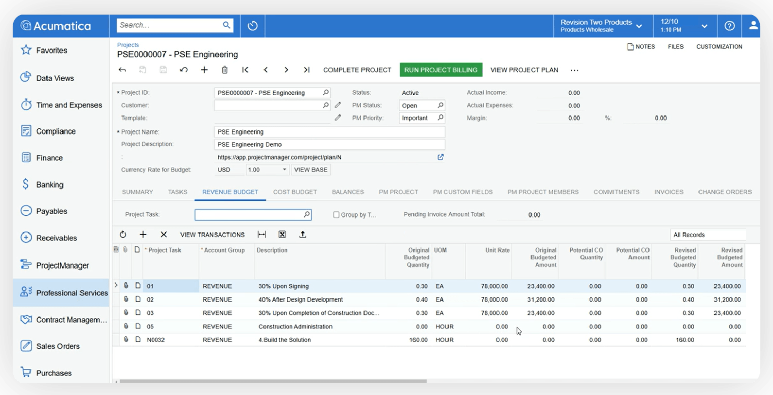 Acumatica ERP for Professional Services