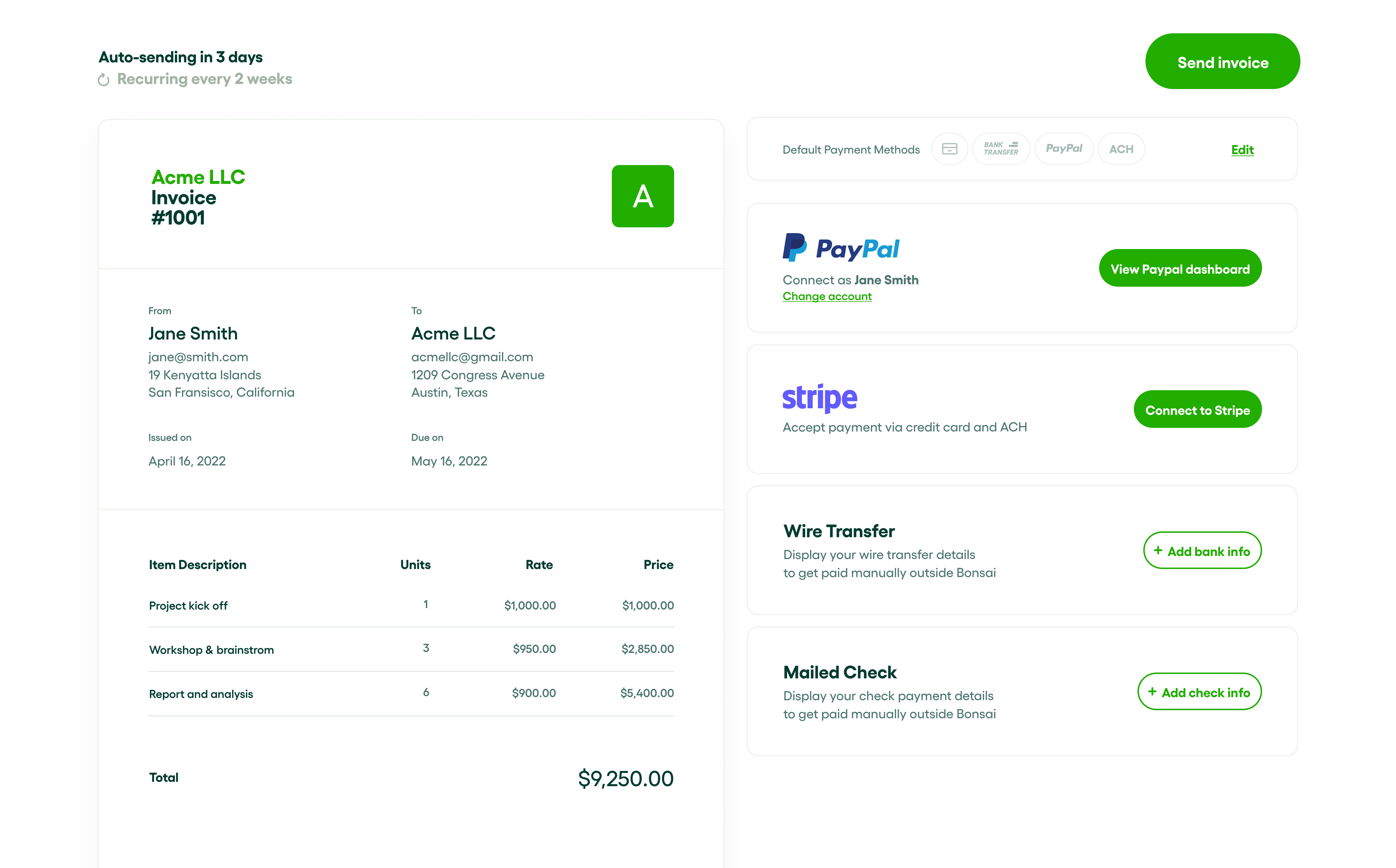 Bonsai Invoicing Software for Freelancers