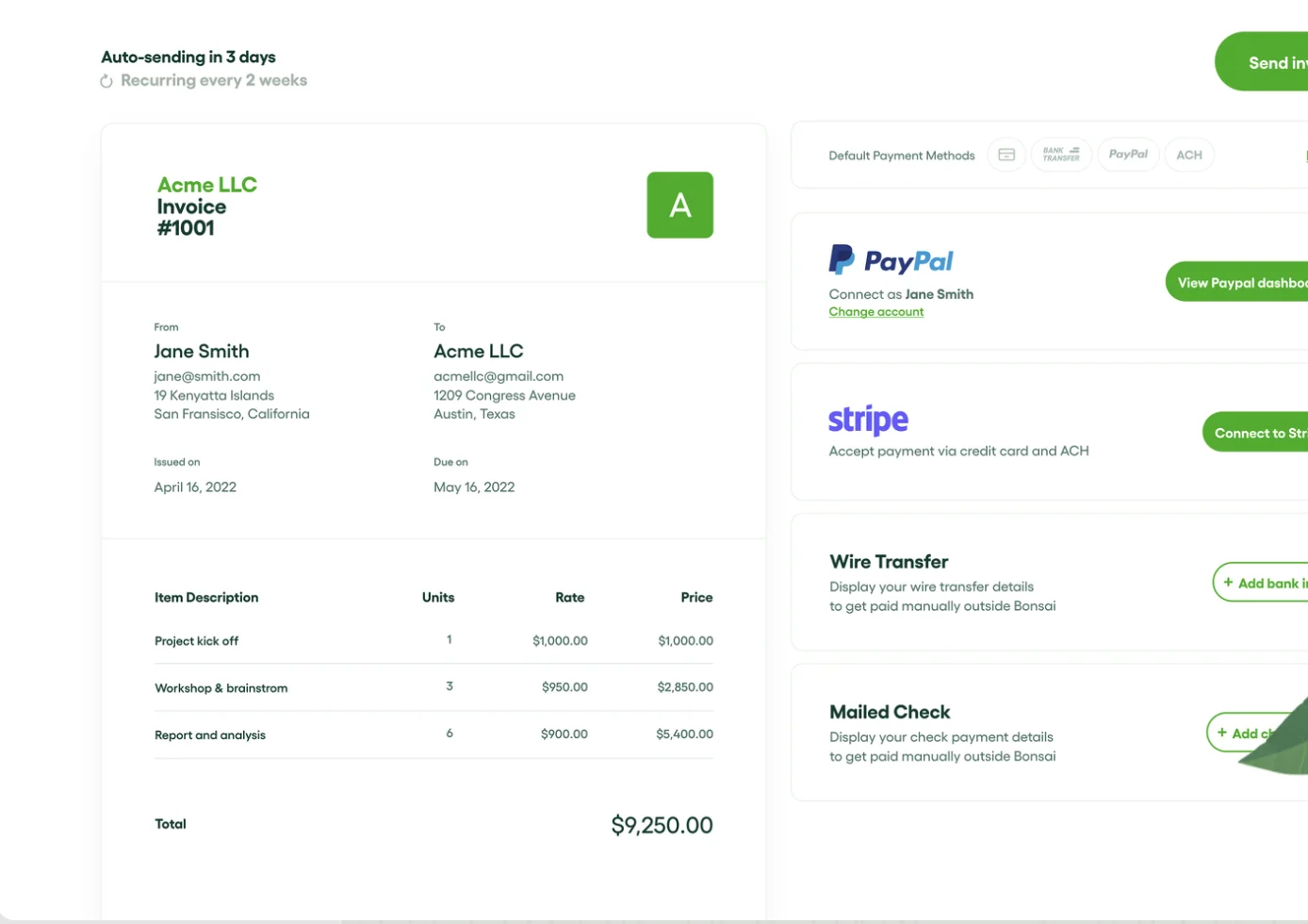 Bonsai Invoicing Software for Small Businesses