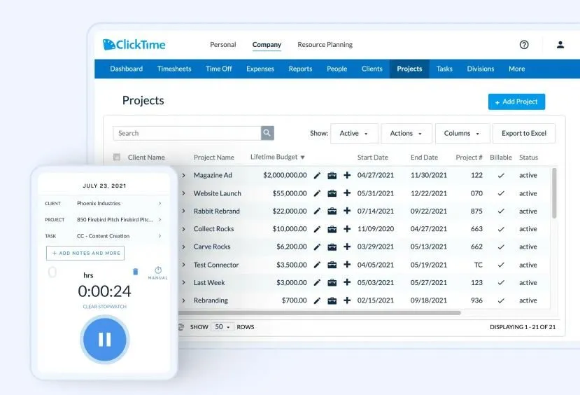 ClickTime Time Tracking and Billing Software for Consultants