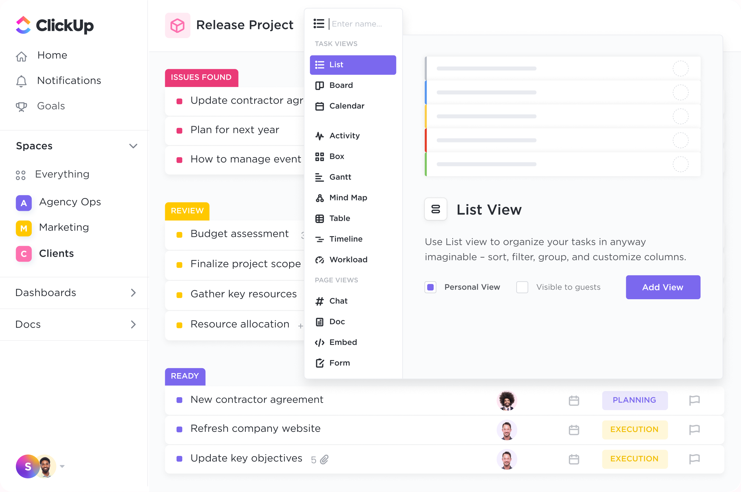 ClickUp Creative Agency Project Management Software