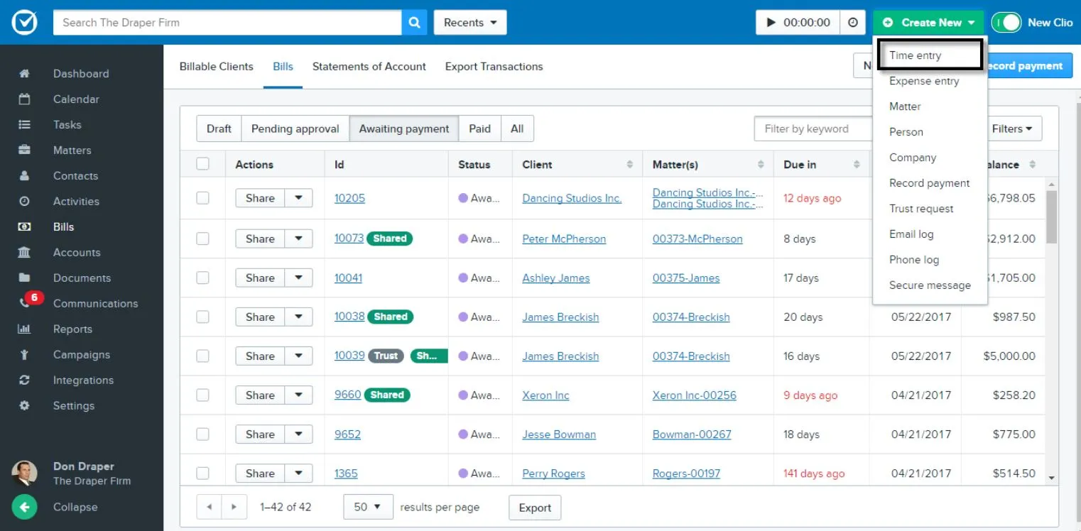Clio Time Tracking Software for Lawyers