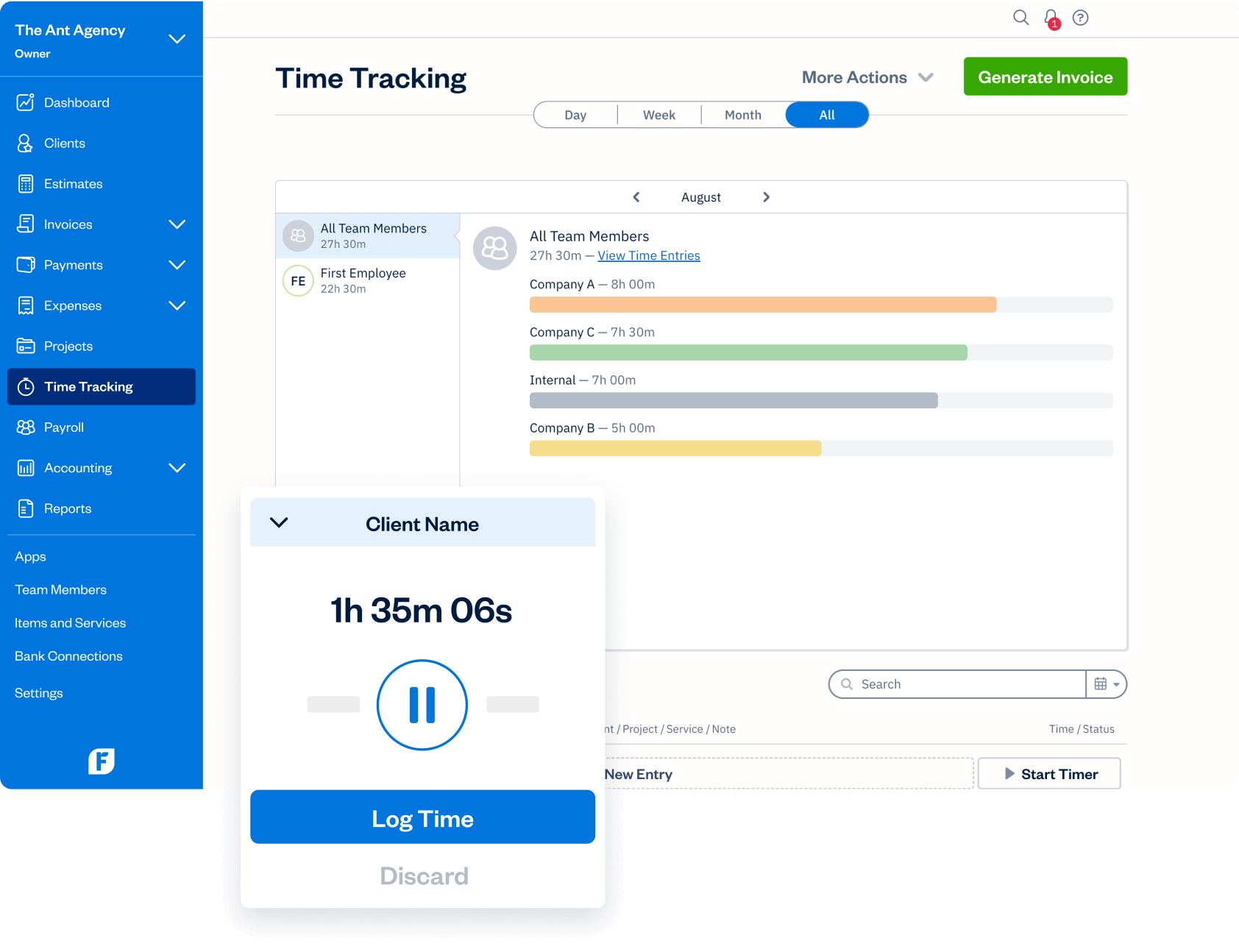 FreshBooks Time Tracking Software for Consultants