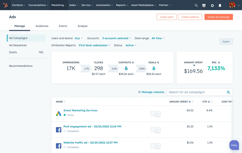 HubSpot Advertising Agency Software