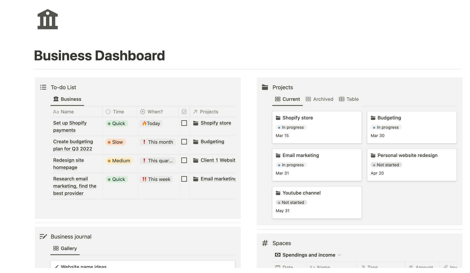 Notion Dashboard
