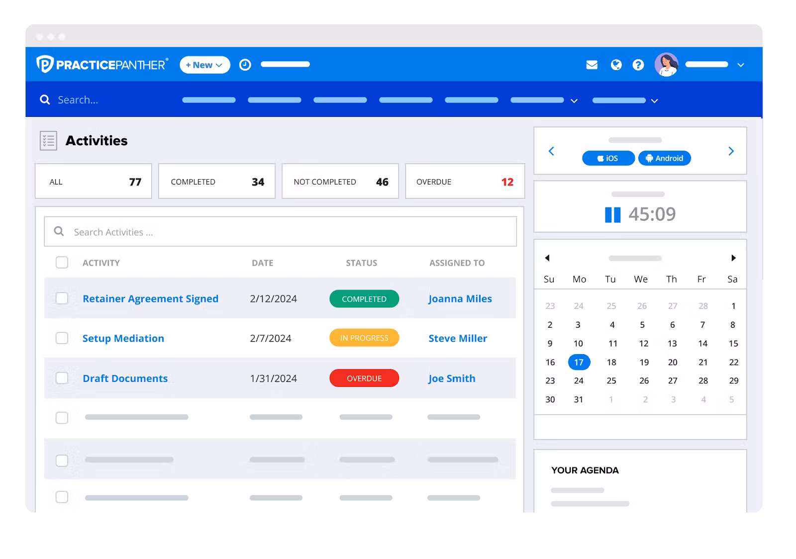 Practice Panther Time Tracking Software for Lawyers