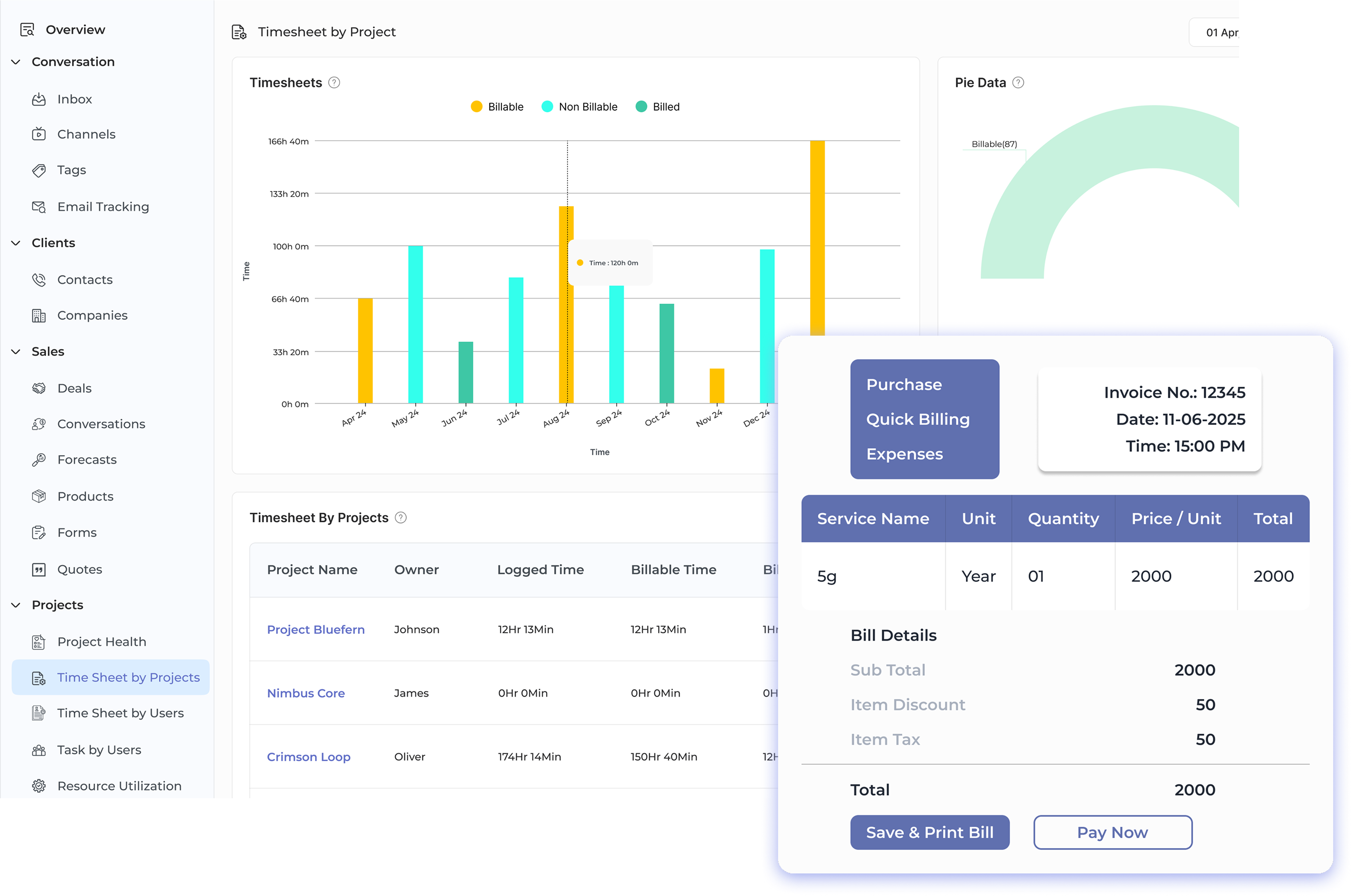 Time Tracking and Billing Software for Consultants Dashboard2