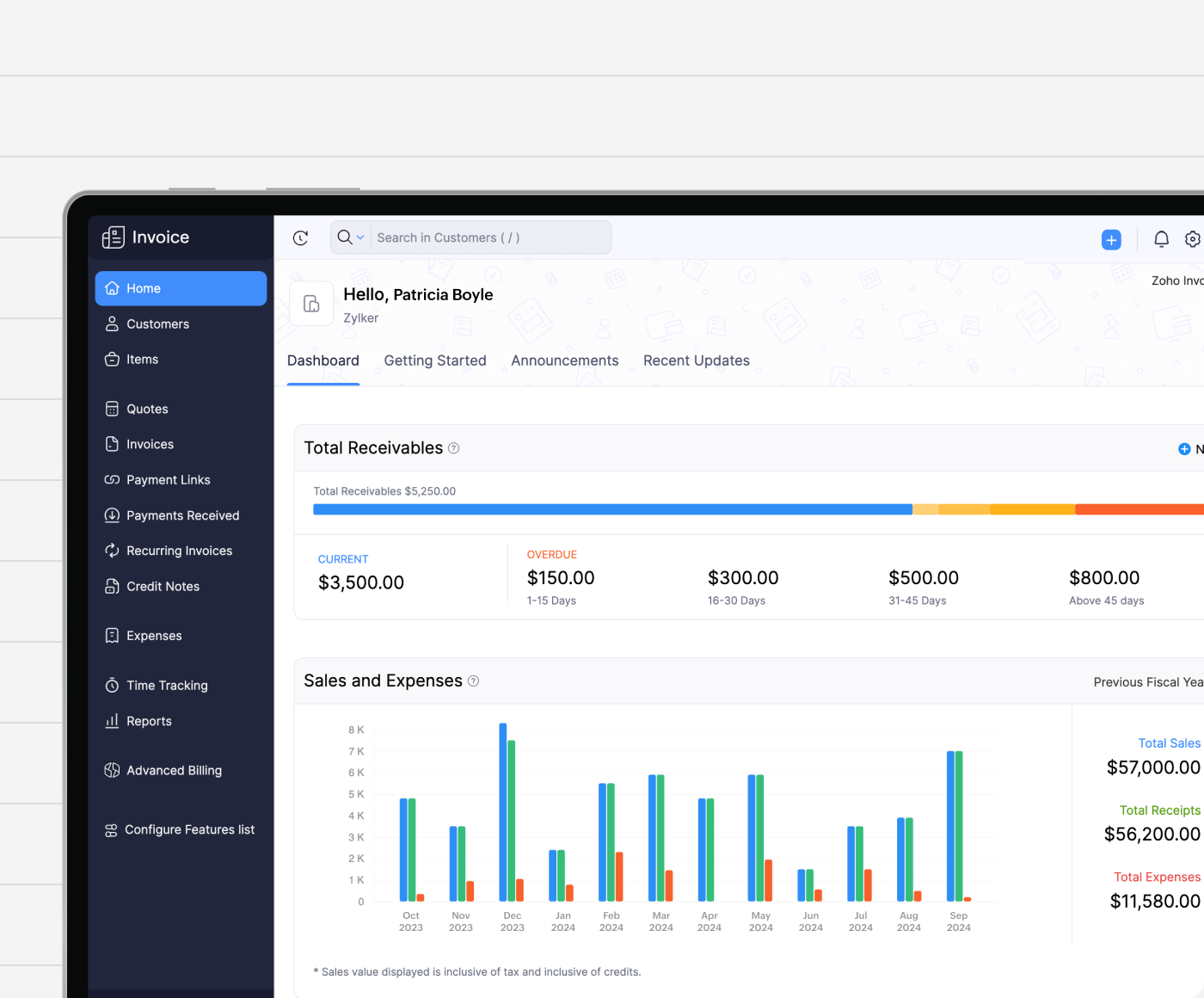Zoho Invoicing Software for Freelancers