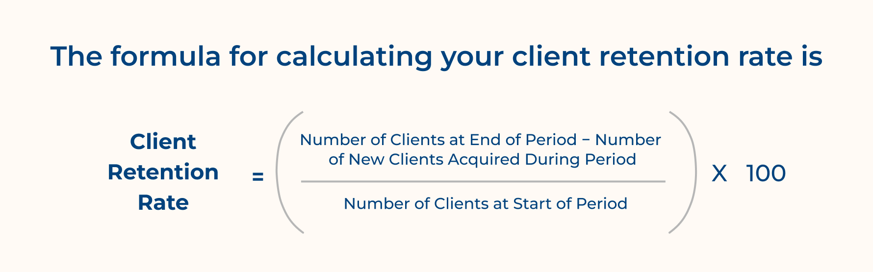 The formula for calculating your client retention rate