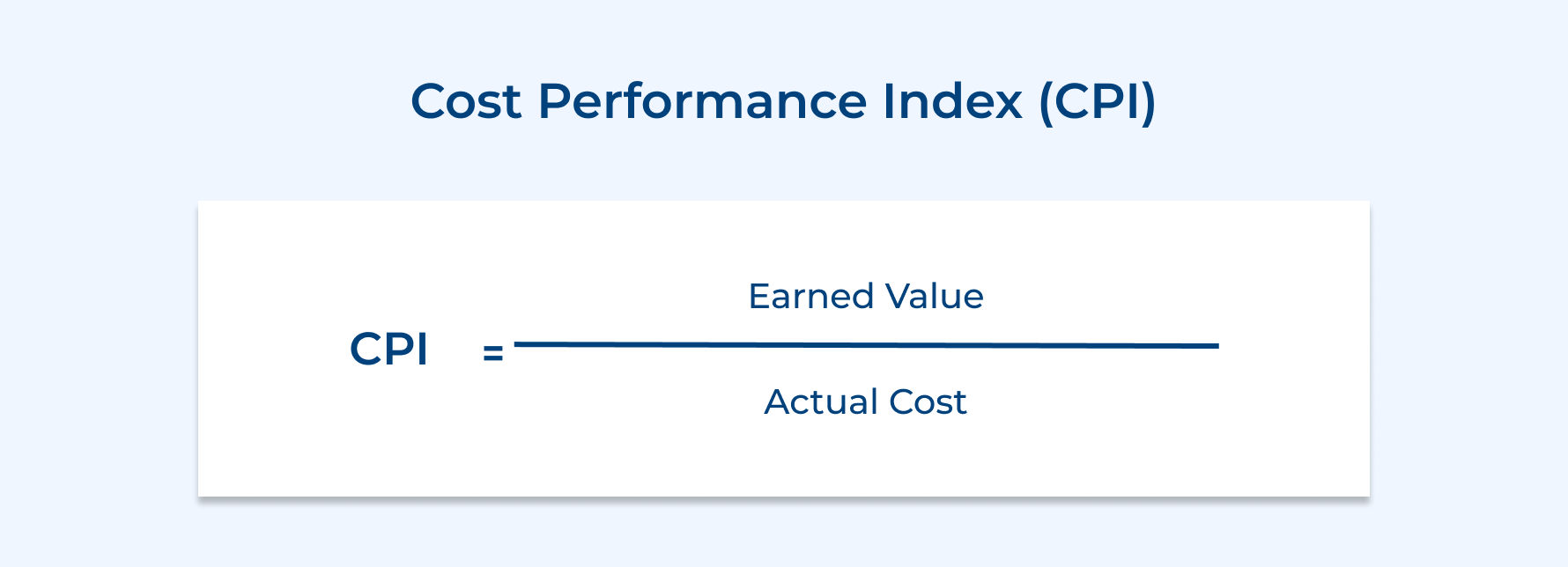 Cost Performance Index (CPI) Cost Performance Index (CPI)