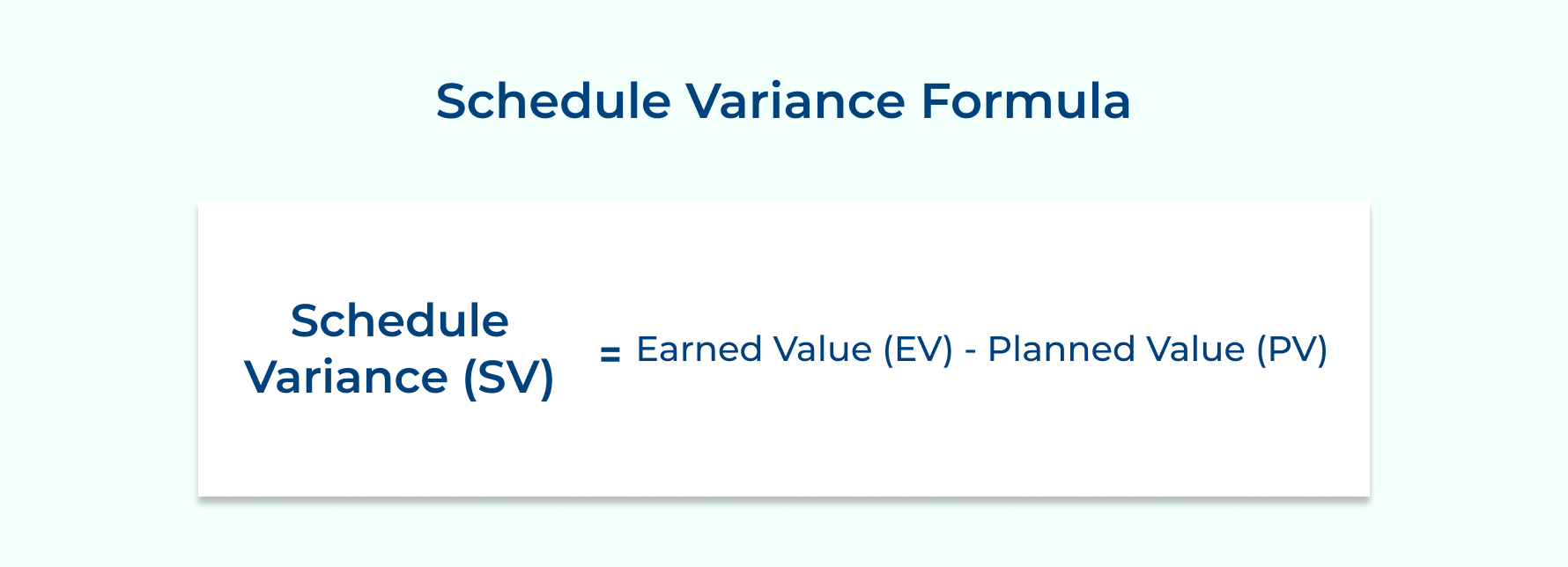 Schedule Variance Formula Schedule Variance Formula