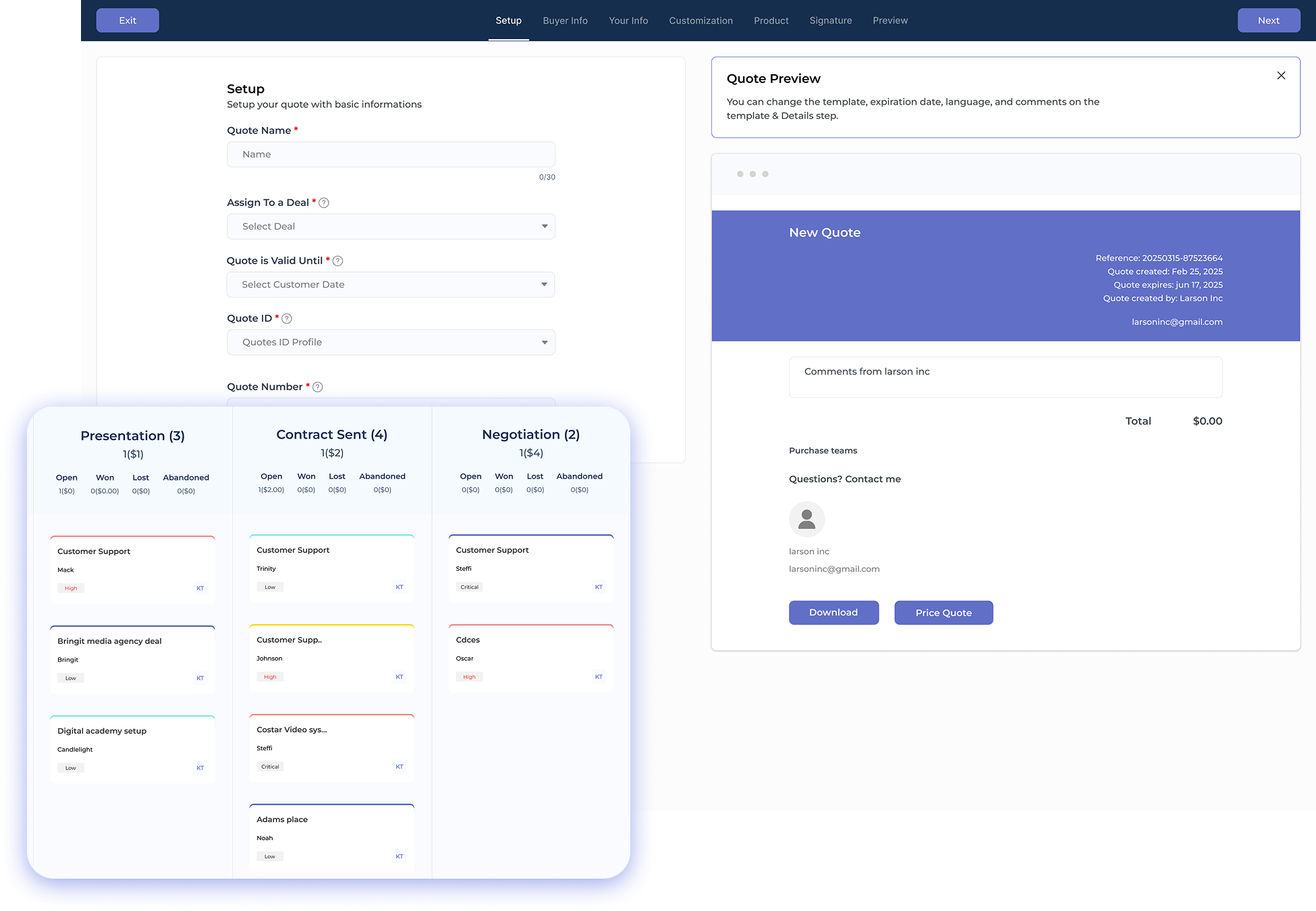sales quote and proposal software Dashboard 1