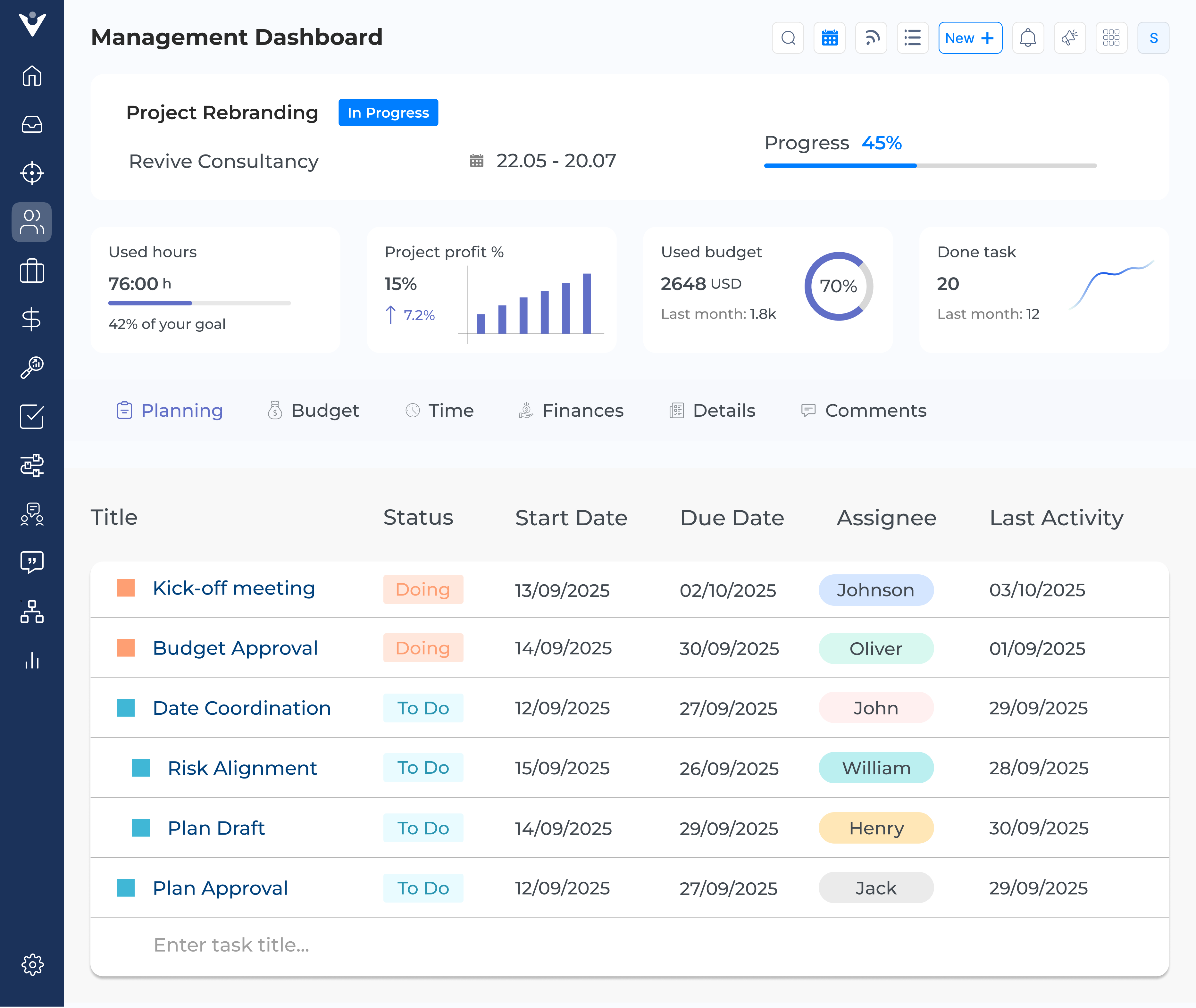 Veemo Project Creative Agency Project Management Software