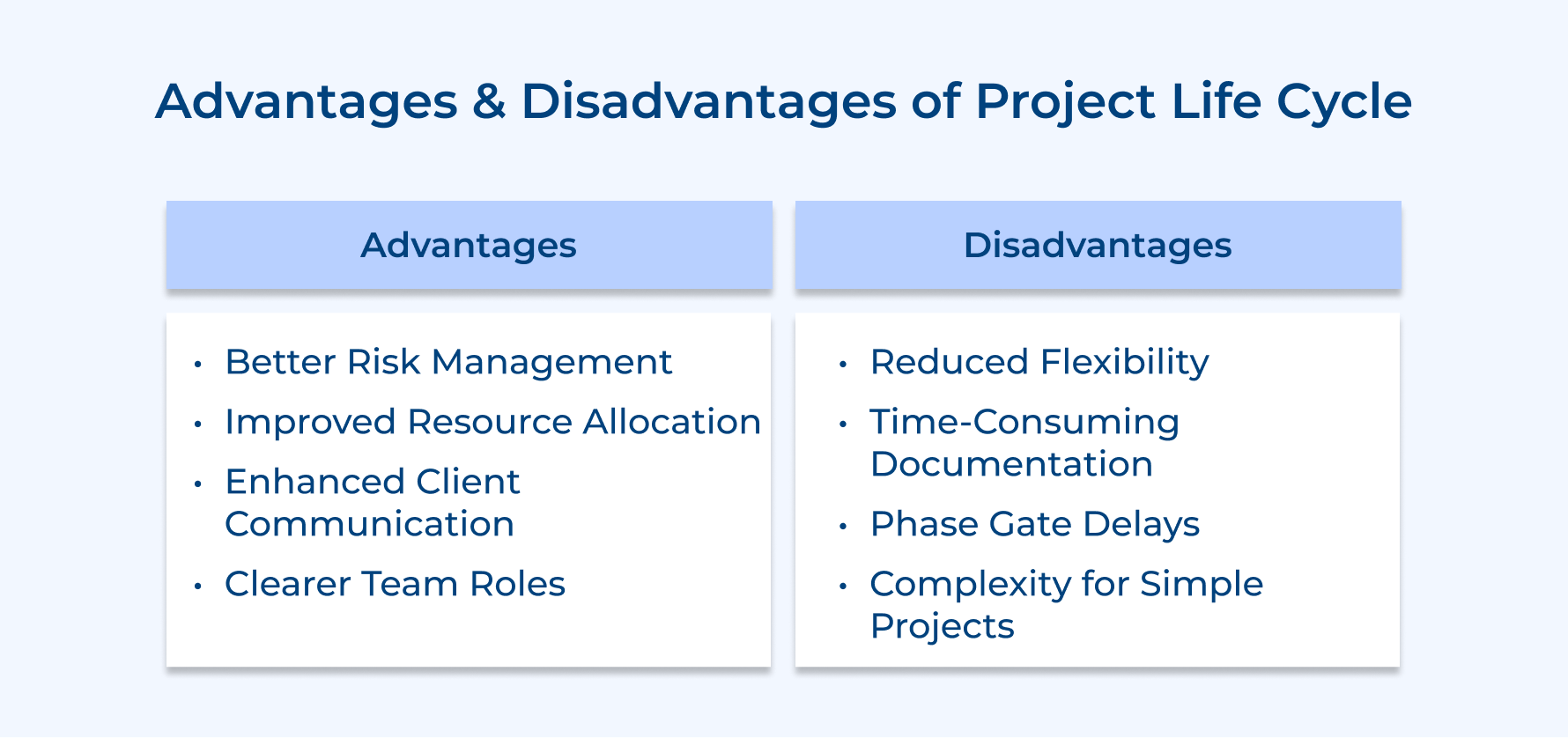 Advantages and Disadvantages of Project Life Cycle